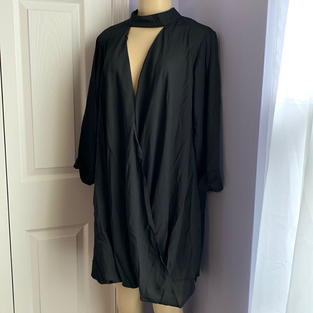 Designer Black Sheer Swimwear Cover Up Dress XS Black